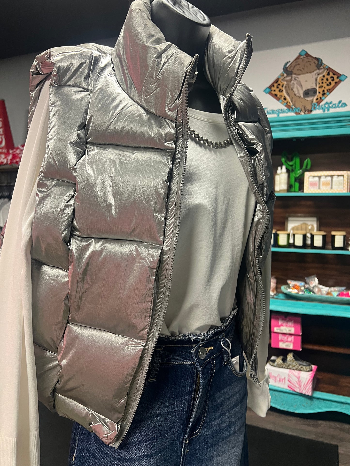 Metallic Vest Silver