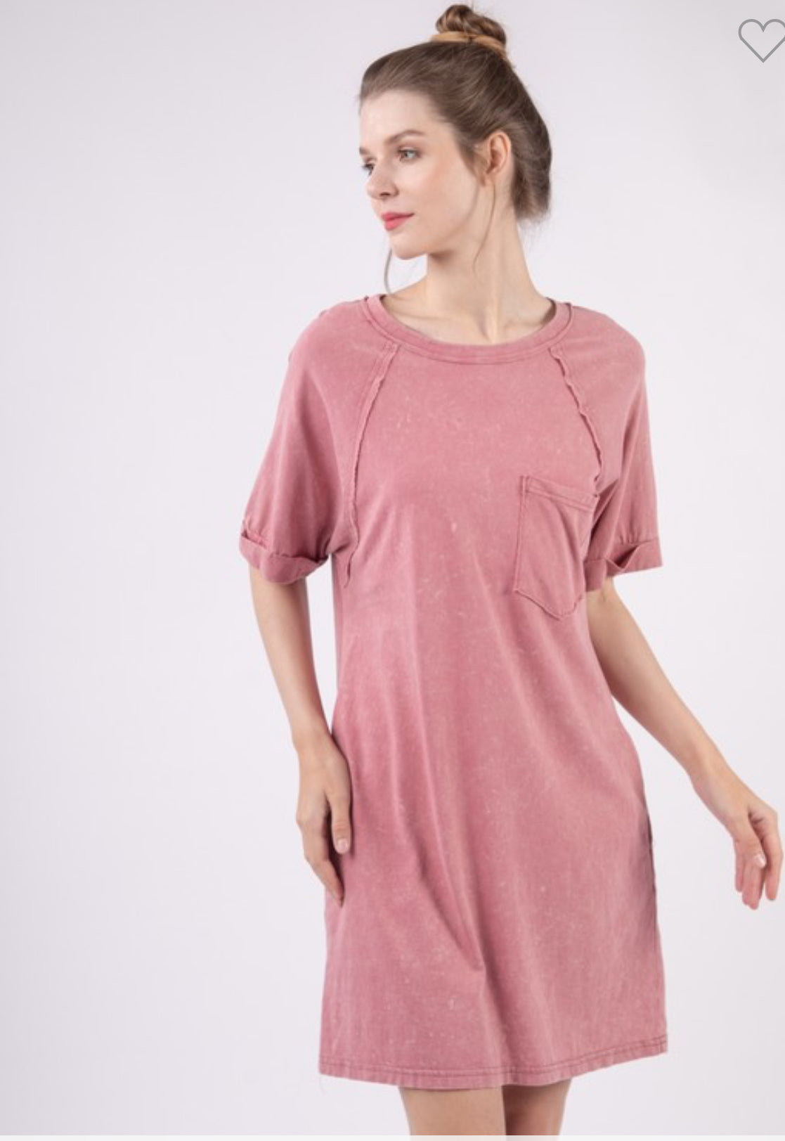 Round neck washed tee dress