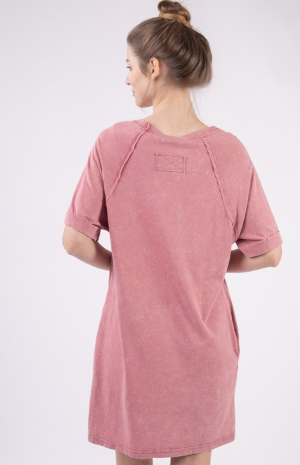 Round neck washed tee dress