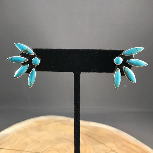 Half flower Turquoise Earrings