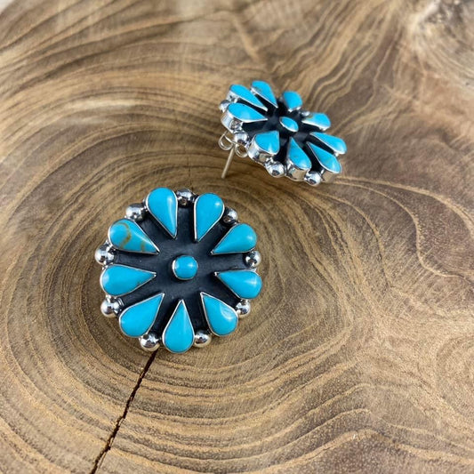 Full Flower Turquoise Earrings